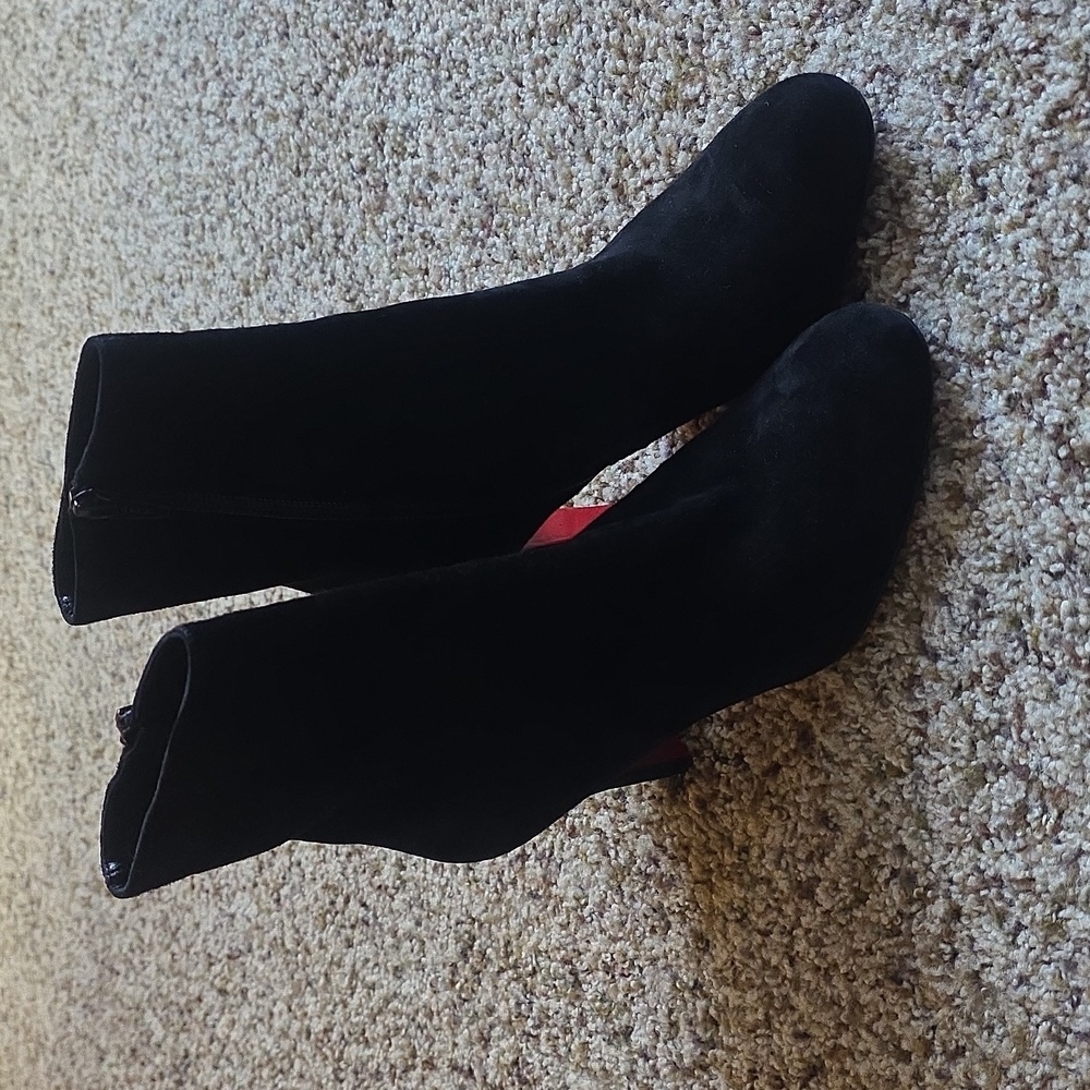 Christian Louboutin Black Suede Heeled Ankle Boots